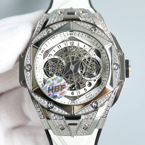 HUBLOT BIG BANG SANG BLEU II TITANIUM WHITE PAVE 45MM
