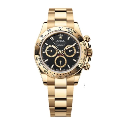 ROLEX COSMOGRAPH DAYTONA YELLOW GOLD BLACK DIAL WATCH