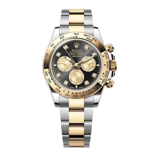 ROLEX COSMOGRAPH DAYTONA YELLOW GOLD BLACK DIAMONDS DIAL WATCH
