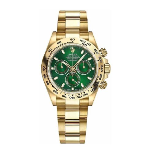 ROLEX COSMOGRAPH DAYTONA YELLOW GOLD GREEN DIAL WATCH