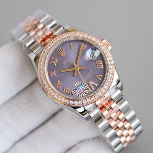 ROLEX DATEJUST 31 EVEROSE GOLD AND DIAMONDS WATCH
