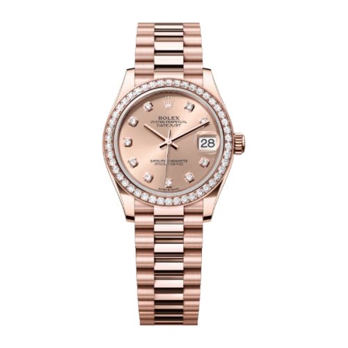 ROLEX DATEJUST 31 EVEROSE GOLD AND DIAMONDS WATCH