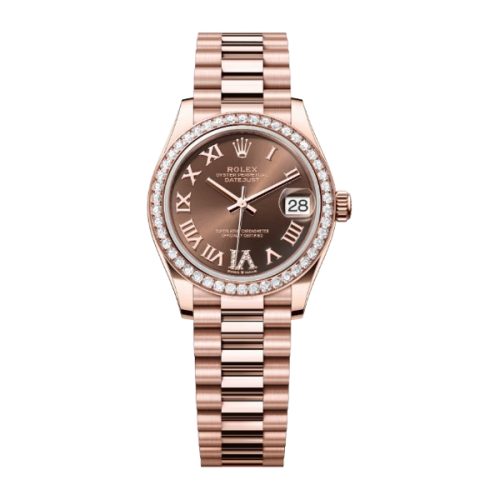 ROLEX DATEJUST 31 EVEROSE GOLD AND DIAMONDS WATCH