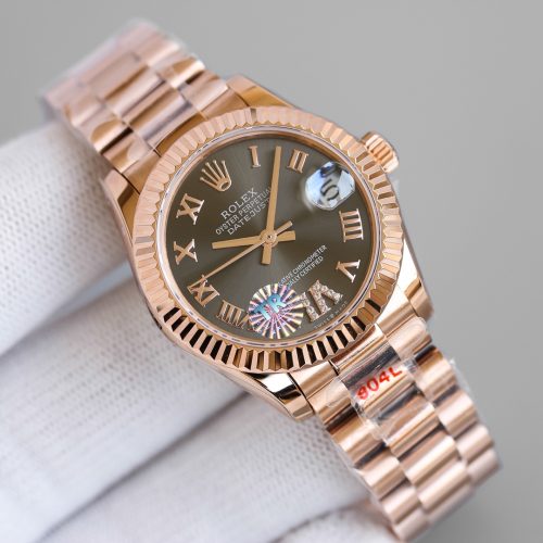 ROLEX DATEJUST 31 OYSTERSTEEL EVEROSE GOLD WATCH