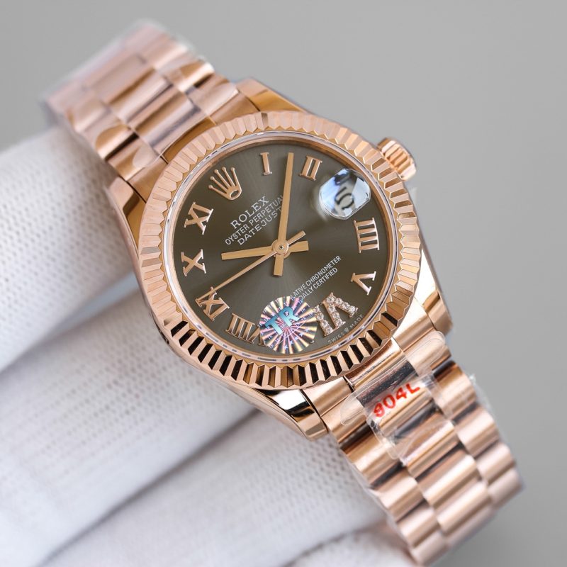 ROLEX DATEJUST 31 OYSTERSTEEL EVEROSE GOLD WATCH