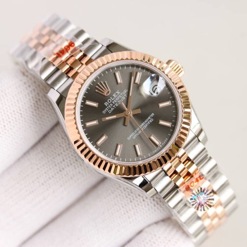 ROLEX DATEJUST 31 STAINLESS STEEL AND ROSE GOLD SLATE DIAL WATCH