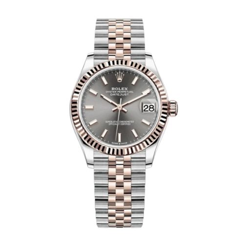 ROLEX DATEJUST 31 STAINLESS STEEL AND ROSE GOLD SLATE DIAL WATCH
