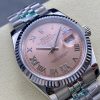 ROLEX DATEJUST 36 STEEL AND WHITE GOLD PINK DIAMOND PAVE ROMAN DIAL WATCH