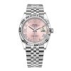 ROLEX DATEJUST 36 STEEL AND WHITE GOLD PINK DIAMOND PAVE ROMAN DIAL WATCH