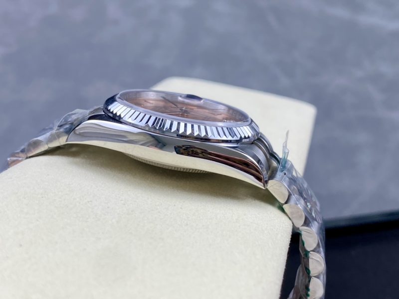 ROLEX DATEJUST 36 STEEL AND WHITE GOLD PINK DIAMOND PAVE ROMAN DIAL WATCH