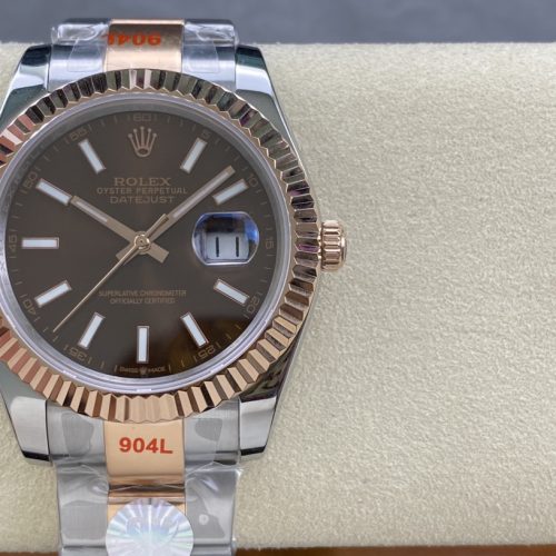 ROLEX DATEJUST 41 STEEL AND EVEROSE GOLD CHOCOLATE DIAL DIAL WATCH