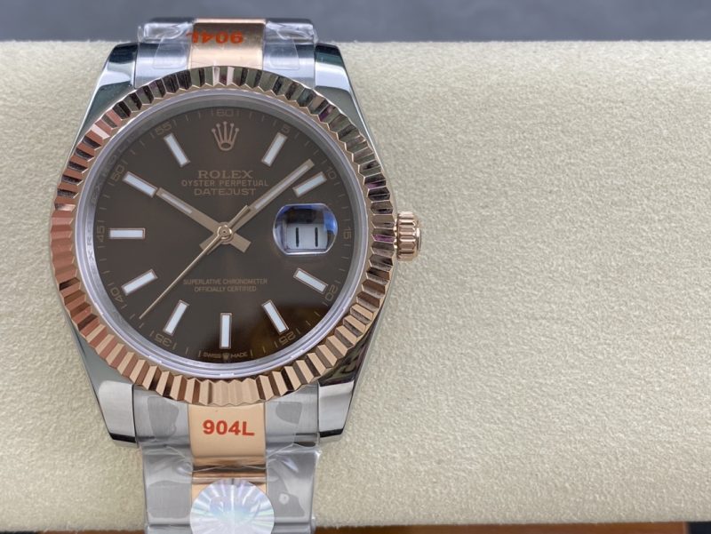 ROLEX DATEJUST 41 STEEL AND EVEROSE GOLD CHOCOLATE DIAL DIAL WATCH