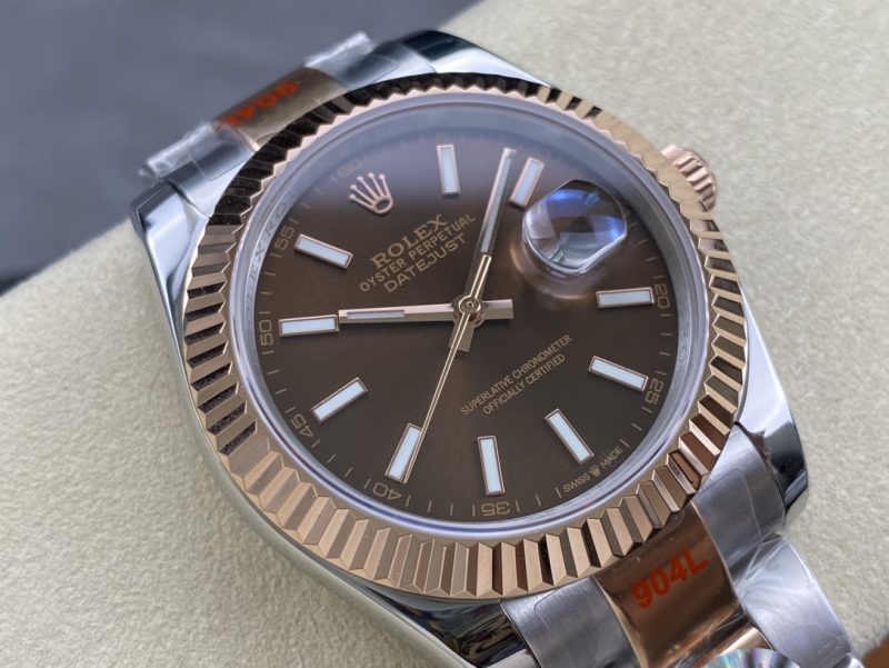 ROLEX DATEJUST 41 STEEL AND EVEROSE GOLD CHOCOLATE DIAL DIAL WATCH