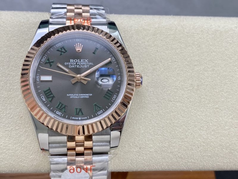 ROLEX DATEJUST 41MM SLATE GREY WIMBLEDON ROMAN DIAL WATCH