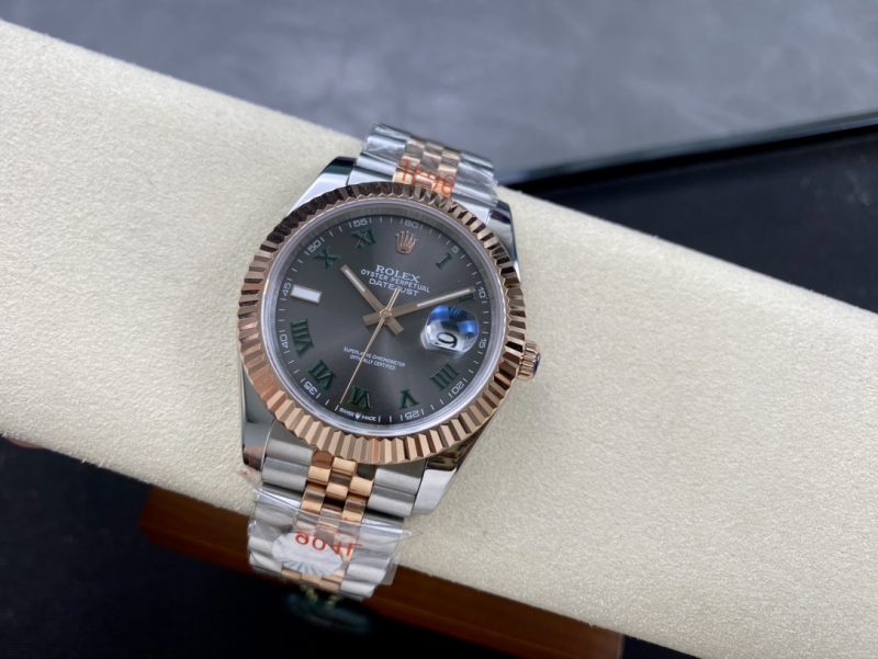 ROLEX DATEJUST 41MM SLATE GREY WIMBLEDON ROMAN DIAL WATCH