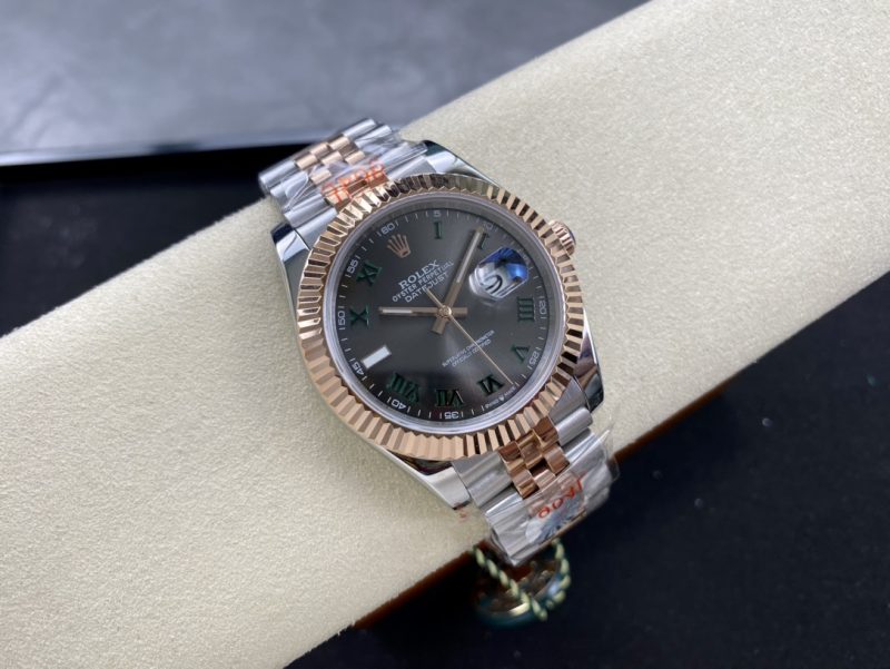 ROLEX DATEJUST 41MM SLATE GREY WIMBLEDON ROMAN DIAL WATCH