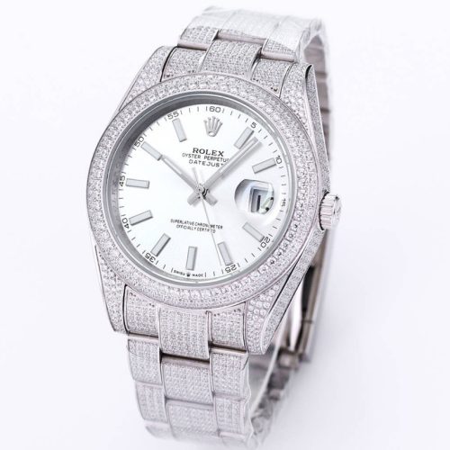 ROLEX DATEJUST 41MM ICED OUT DIAMONDS WATCH