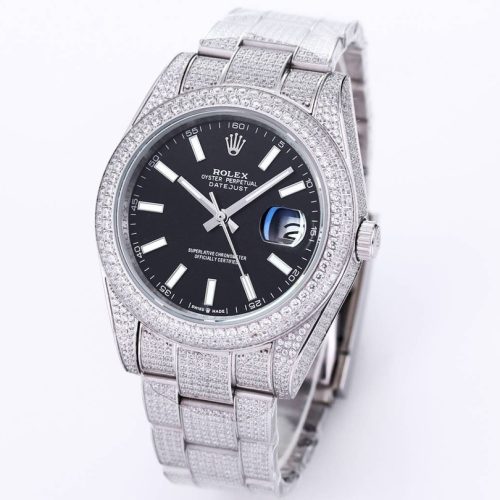 ROLEX DATEJUST 41MM ICED OUT DIAMONDS WATCH