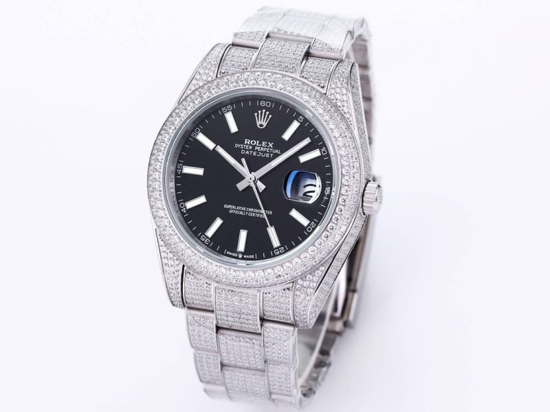 ROLEX DATEJUST 41MM ICED OUT DIAMONDS WATCH