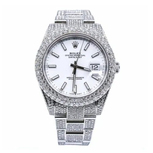 ROLEX DATEJUST 41MM ICED OUT DIAMONDS WATCH