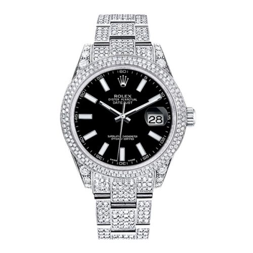 ROLEX DATEJUST 41MM ICED OUT DIAMONDS WATCH
