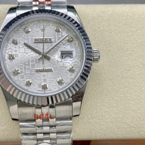 ROLEX DATEJUST MIDSIZE STEEL WHITE GOLD DIAMOND WATCH