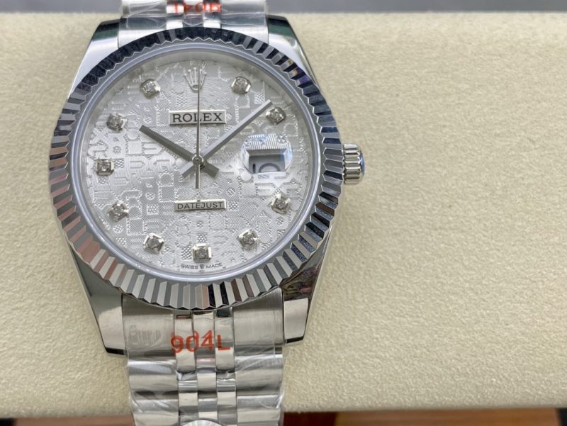 ROLEX DATEJUST MIDSIZE STEEL WHITE GOLD DIAMOND WATCH