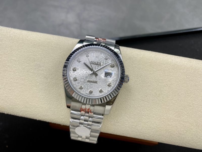 ROLEX DATEJUST MIDSIZE STEEL WHITE GOLD DIAMOND WATCH