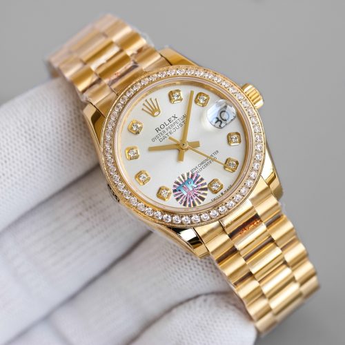 ROLEX DATEJUST OYSTER YELLOW GOLD AND DIAMONDS WATCH