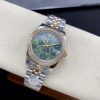 ROLEX DATEJUST STEEL AND YELLOW GOLD DIAMOND OLIVE GREEN DIAL WATCH