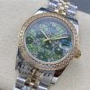 ROLEX DATEJUST STEEL AND YELLOW GOLD DIAMOND OLIVE GREEN DIAL WATCH