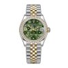 ROLEX DATEJUST STEEL AND YELLOW GOLD DIAMOND OLIVE GREEN DIAL WATCH