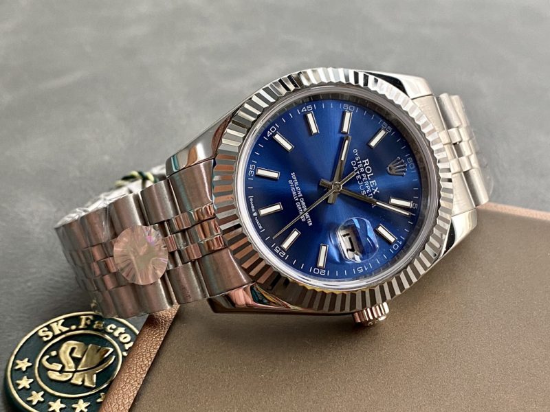 ROLEX DATEJUST WHITE GOLD BLUE DIAL WATCH