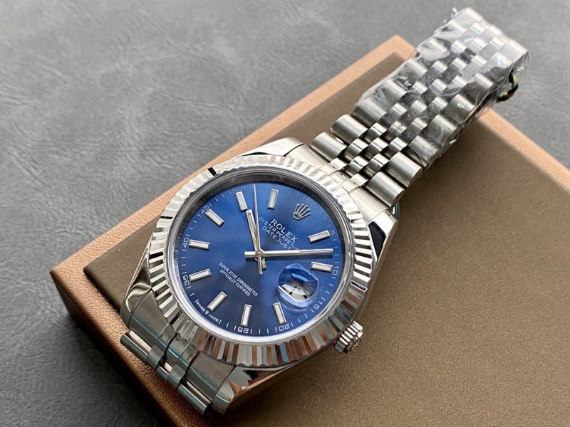 ROLEX DATEJUST WHITE GOLD BLUE DIAL WATCH