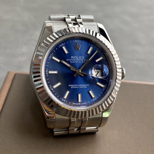 ROLEX DATEJUST WHITE GOLD BLUE DIAL WATCH