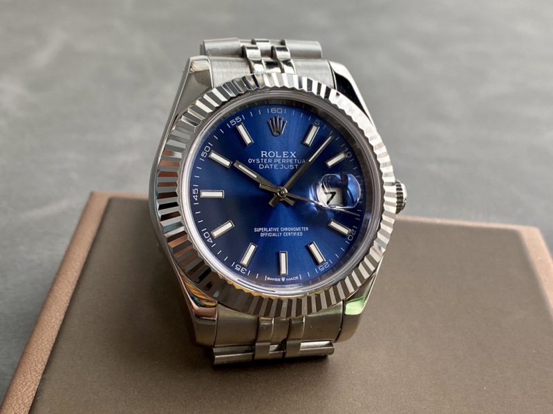 ROLEX DATEJUST WHITE GOLD BLUE DIAL WATCH