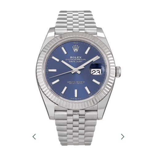 ROLEX DATEJUST WHITE GOLD BLUE DIAL WATCH