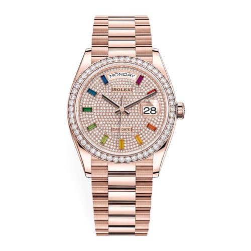 ROLEX DAY-DATE 36MM EVEROSE GOLD RAINBOW WATCH