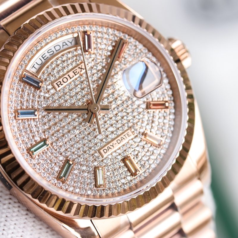 ROLEX DAY-DATE 36MM EVEROSE GOLD RAINBOW WATCH
