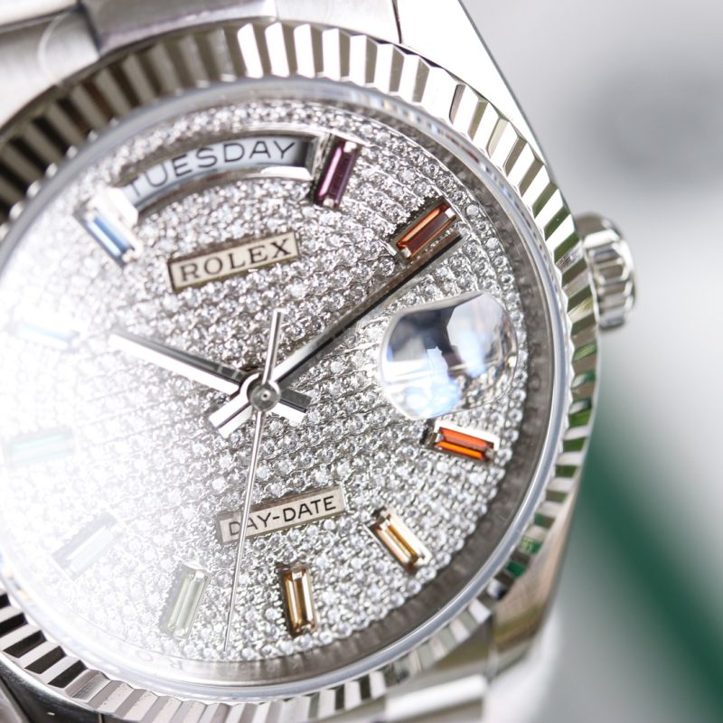 ROLEX DAY-DATE 36MM WHITE GOLD RAINBOW WATCH