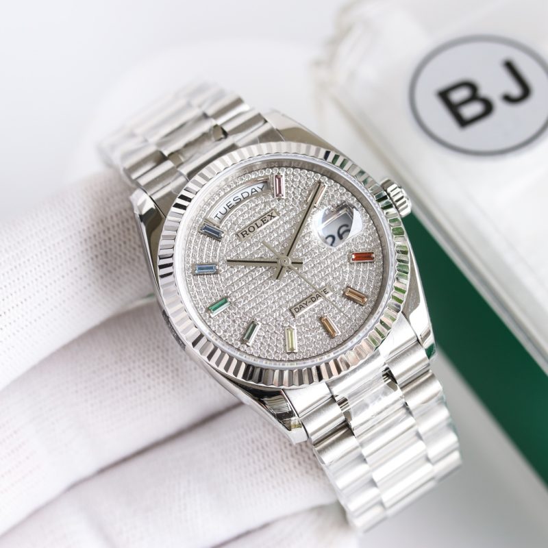ROLEX DAY-DATE 36MM WHITE GOLD RAINBOW WATCH