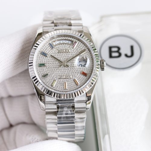 ROLEX DAY-DATE 36MM WHITE GOLD RAINBOW WATCH