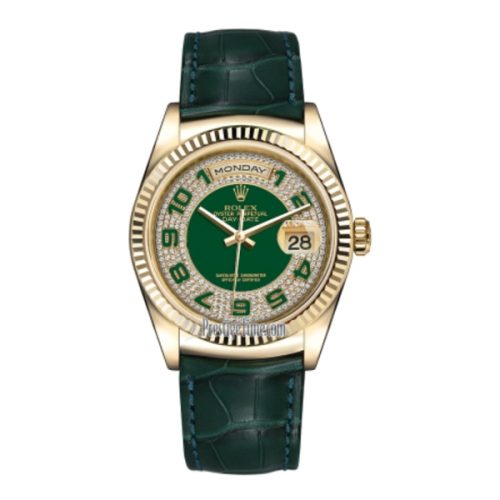 ROLEX DAY-DATE 36MM YELLOW GOLD FLUTED BEZEL MIDSIZE WATCH