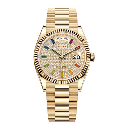 ROLEX DAY-DATE 36MM YELLOW GOLD RAINBOW WATCH