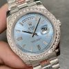 ROLEX DAY-DATE 40MM PLATINUM ICE BLUE BAGUETTE WATCH