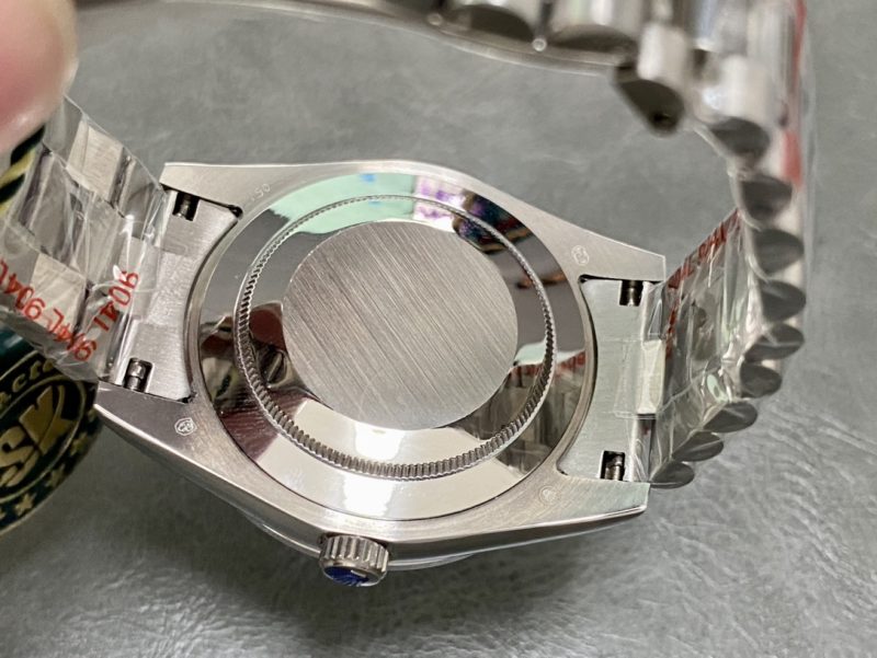 ROLEX DAY-DATE 40MM PLATINUM ICE BLUE BAGUETTE WATCH