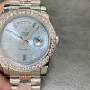 ROLEX DAY-DATE 40MM PLATINUM ICE BLUE BAGUETTE WATCH