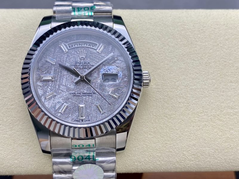ROLEX DAY-DATE WHITE GOLD DIAMOND MATEORITE DIAL PRESIDENT WATCH
