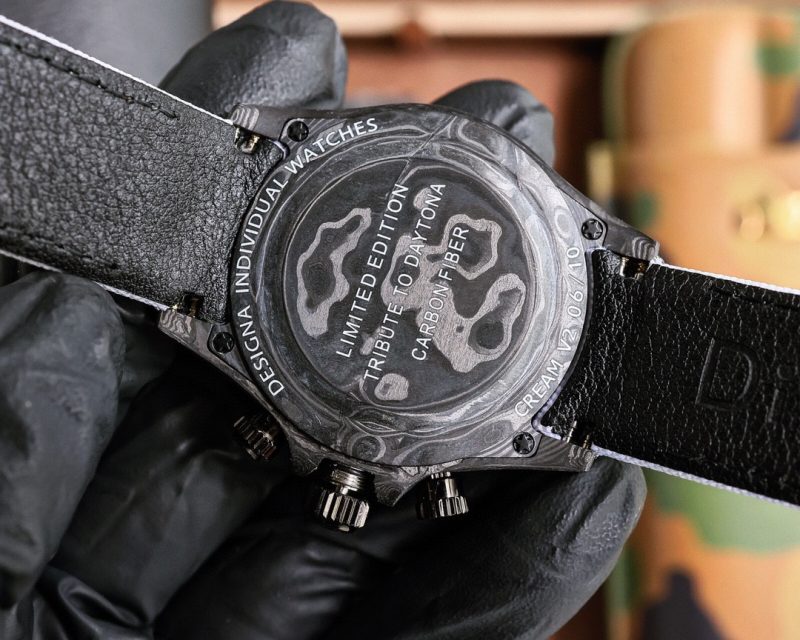 ROLEX DIW QUARTZ DAYTONA CARBON CREAM WATCH
