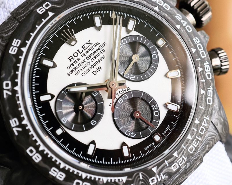 ROLEX DIW QUARTZ DAYTONA CARBON CREAM WATCH